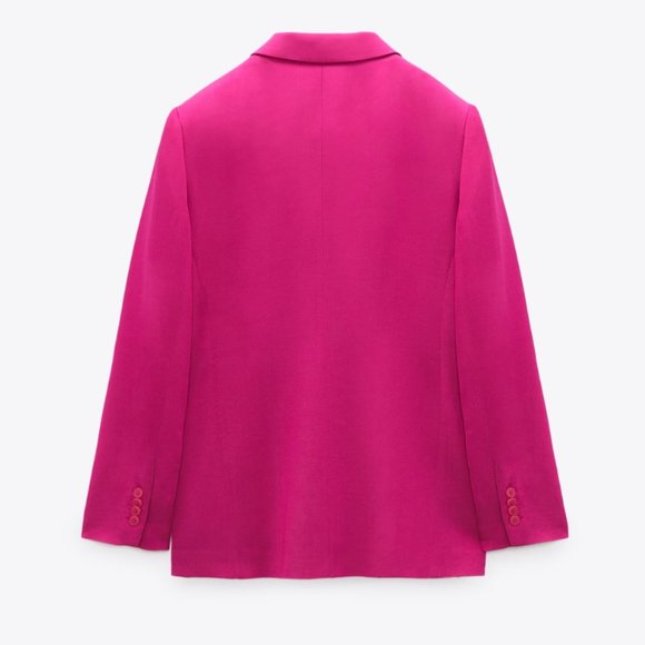 ZARA Women NEW Double Breasted FLOWY BUTTONED BLAZER FUCHSIA 2991/452 - Picture 9 of 9